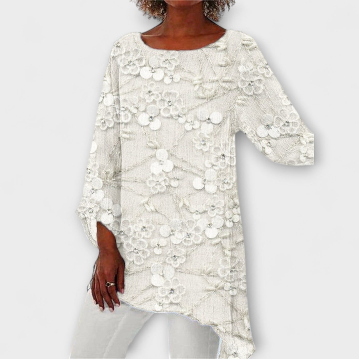 Harper - Bluse med floral krystaltryk