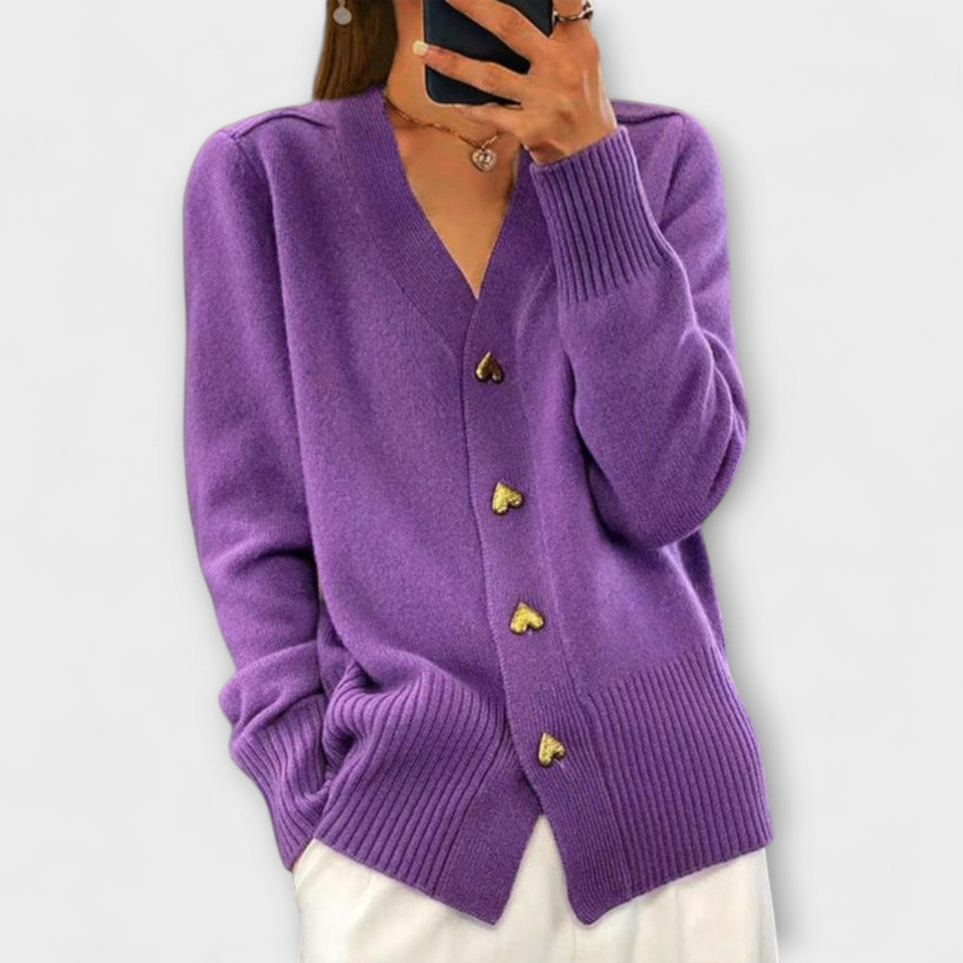 Marij – Damepullover med V-hals i vintage-look