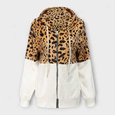 Lea - Fleece hættetrøje med leoparddesign