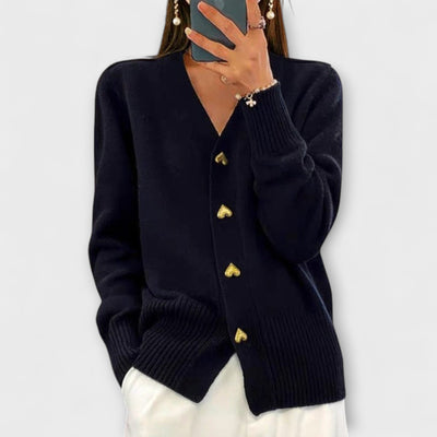 Marij – Damepullover med V-hals i vintage-look