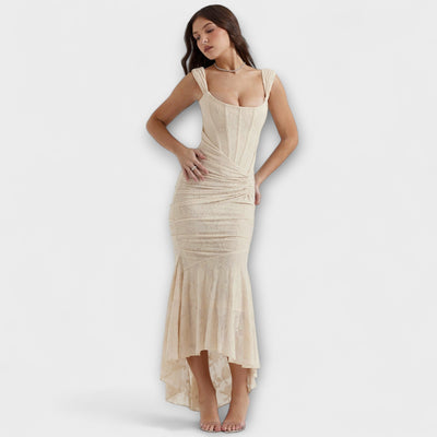 Renske - Lang Kjole med Elegante og Raffinerede Korset