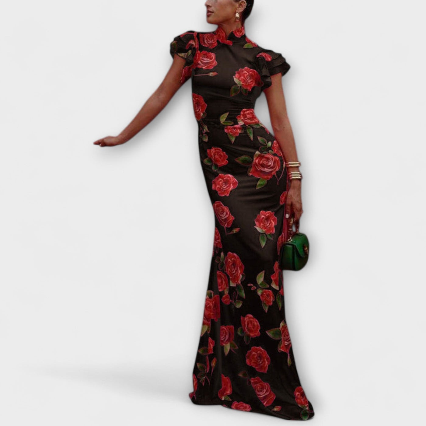 Luna - Maxikjole med blomsterprint