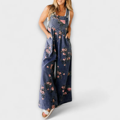 Bethany - Blomsterprint Bred Denim Jumpsuit