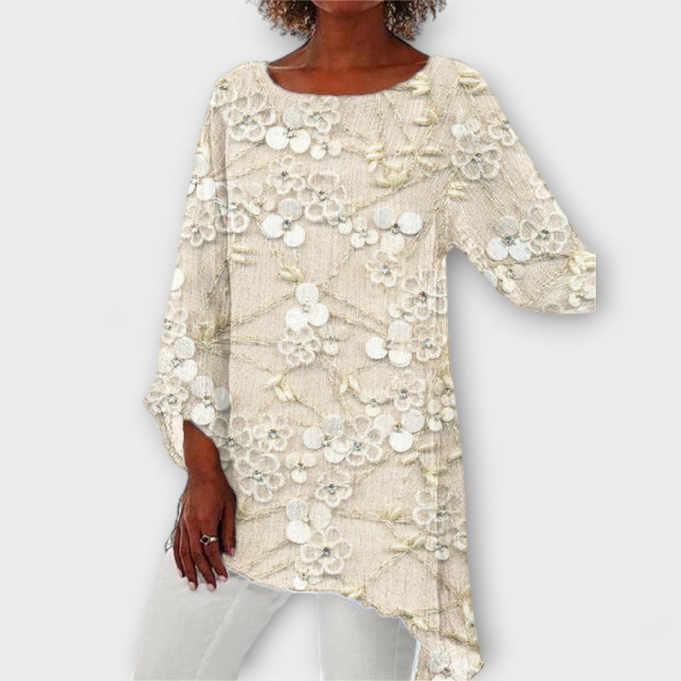 Harper - Bluse med floral krystaltryk