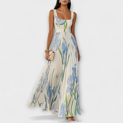 Foldet blomster Chiffon Maxikjole