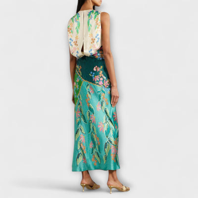 Aisling - Elegant Vridning Draperet Blomstret Maxikjole