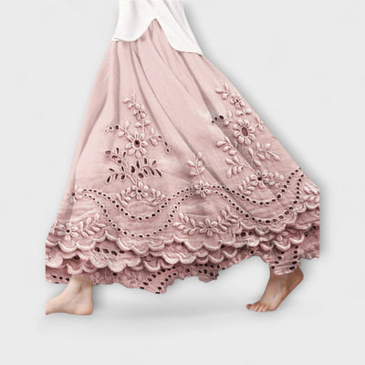 Luna – Boho Maxiskørt Med Broderi