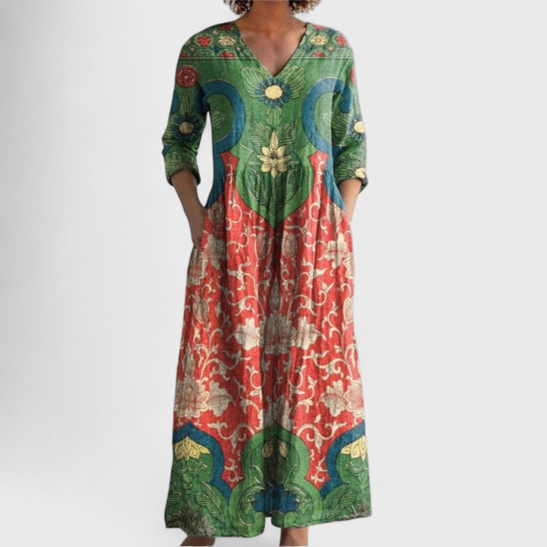 Celestine - Maxi kjole med vintage blomsterprint