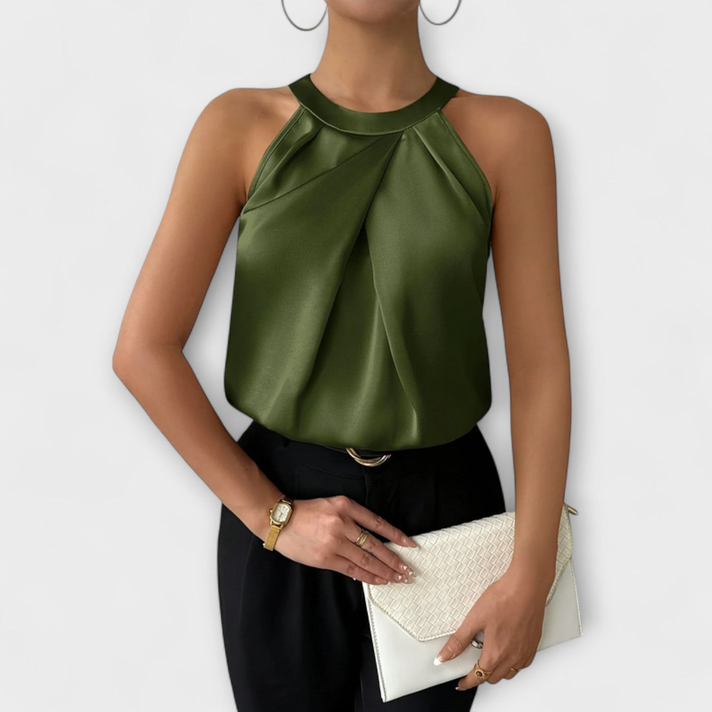 Skye - Elegant satinbluse med off-shoulder-design