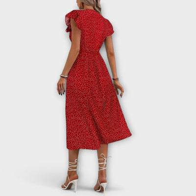 Elegant Polka-Dot Midi-Kjole