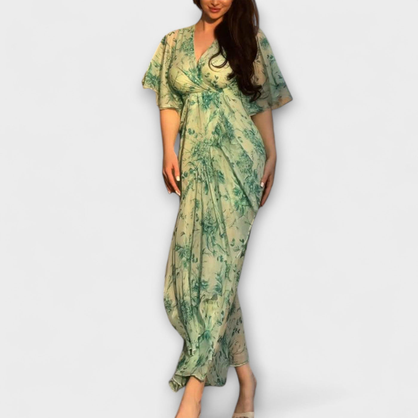 Lana - Chic Floral V-Udskæring Kjole