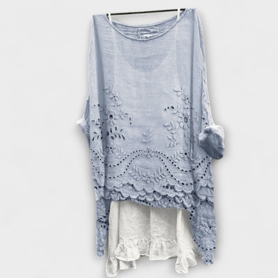 Ella - Bluse med dobbelt lag i kanten