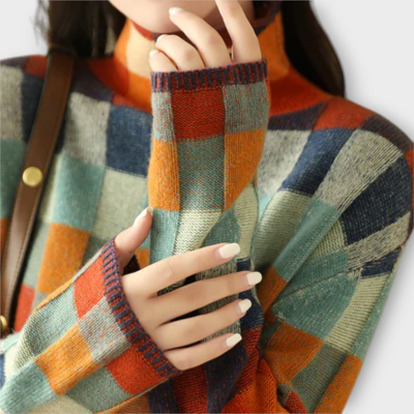 Erika - Patchwork Rullekravepullover