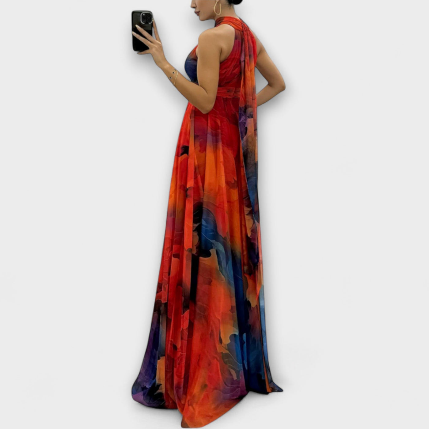 Isalie – Maxikjole i chiffon med blomsterprint