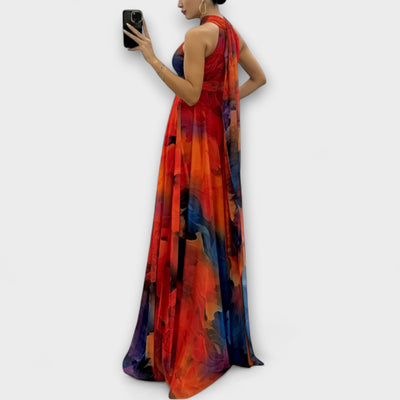 Isalie – Maxikjole i chiffon med blomsterprint