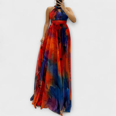 Isalie – Maxikjole i chiffon med blomsterprint