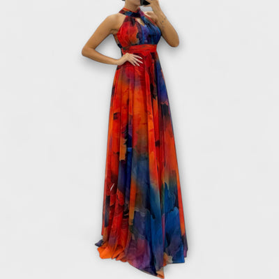 Isalie – Maxikjole i chiffon med blomsterprint