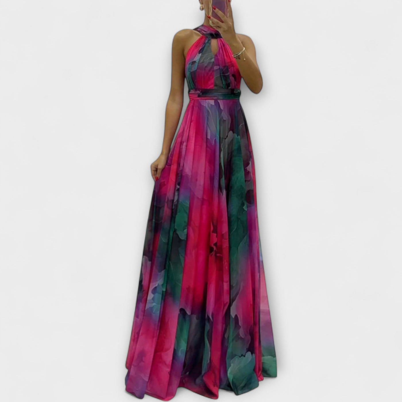 Isalie – Maxikjole i chiffon med blomsterprint
