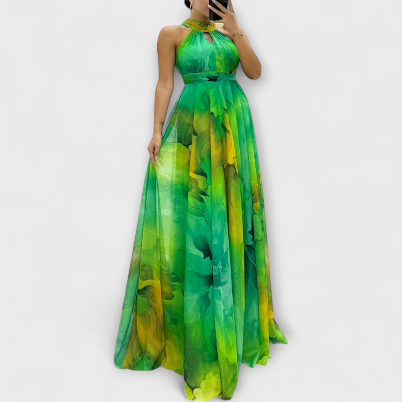 Isalie – Maxikjole i chiffon med blomsterprint