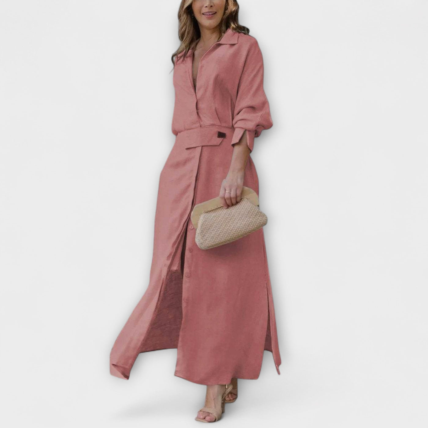 Jeanette - Maxikjole med V-udskæring