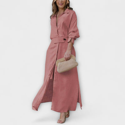 Jeanette - Maxikjole med V-udskæring