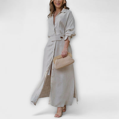 Jeanette - Maxikjole med V-udskæring