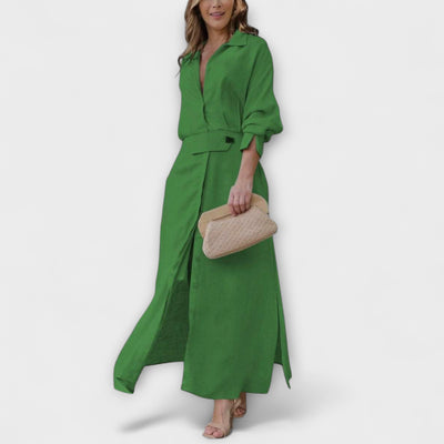 Jeanette - Maxikjole med V-udskæring