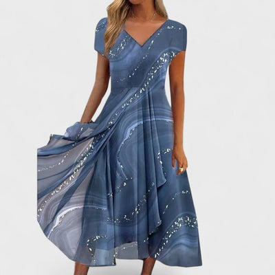 Isha – Elegant V-hals Midi Kjole