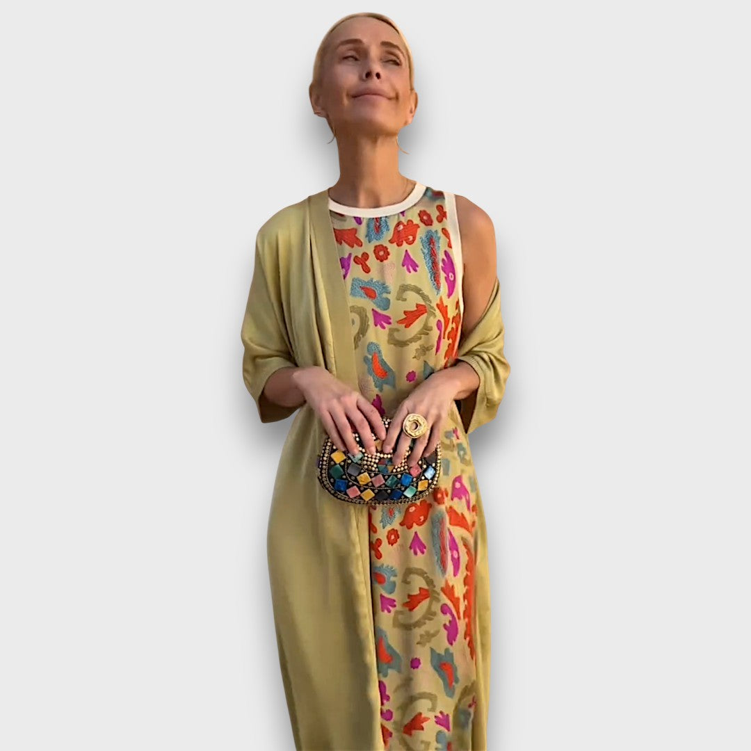 Elveria – Maxi kjole med cardigan
