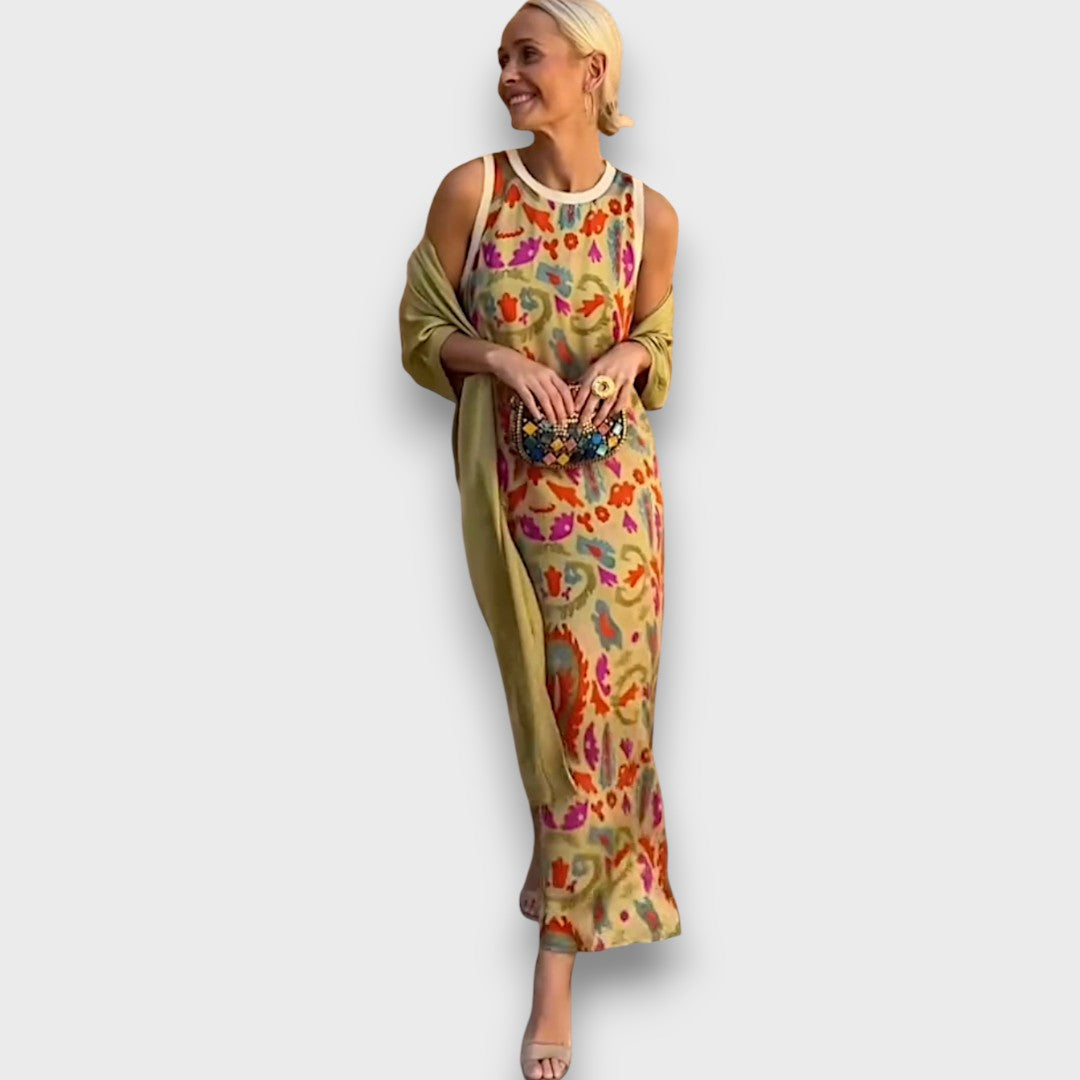 Elveria – Maxi kjole med cardigan