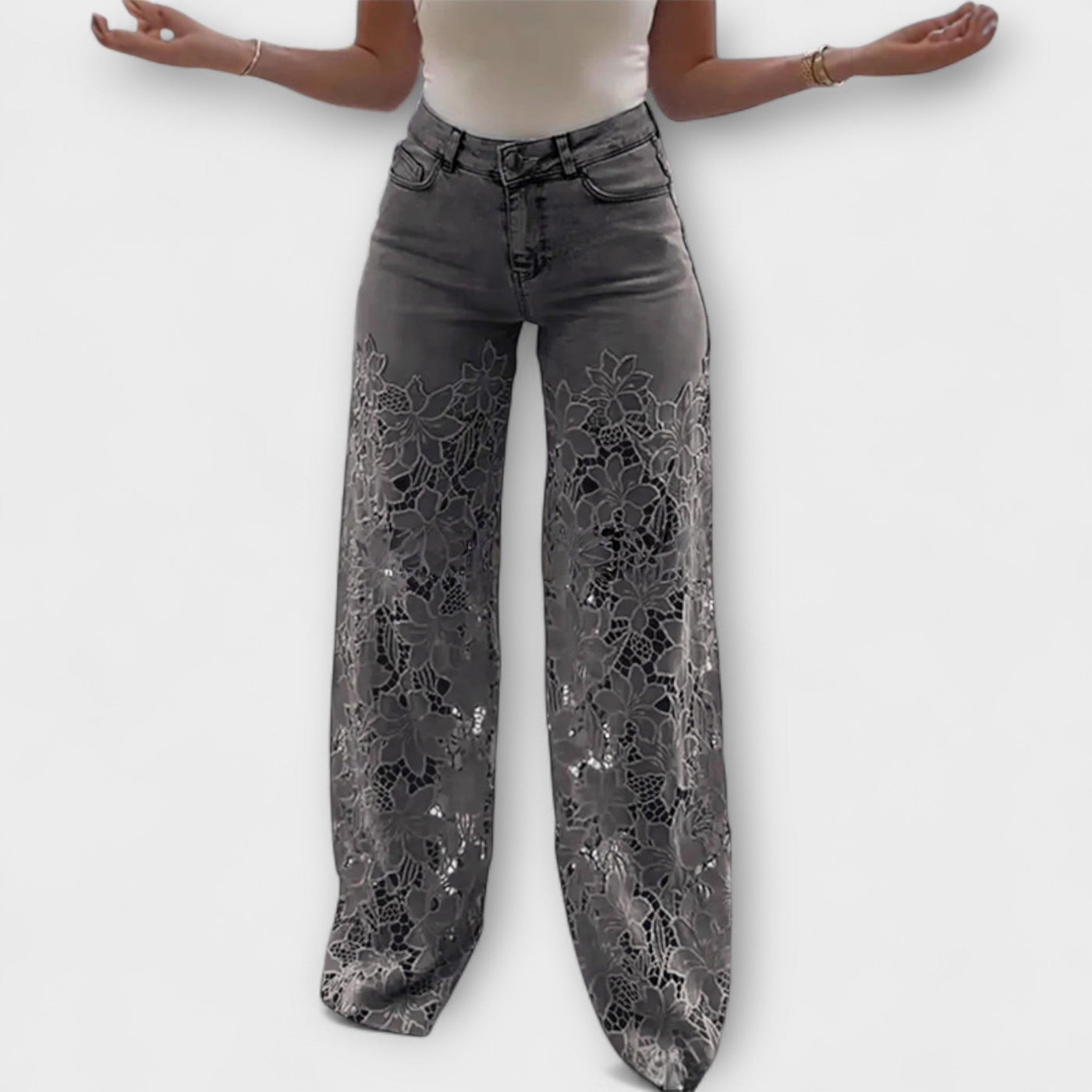 Trendende Spids-Patchwork-Jeans