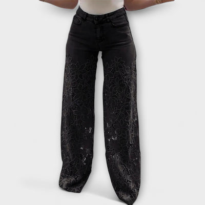 Trendende Spids-Patchwork-Jeans